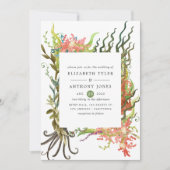 Waterverf Nautical Seaweed Wedding Kaart (Voorkant)