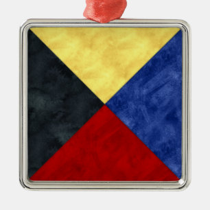 Waterverf Nautical Signal Maritime Vlag Metalen Ornament