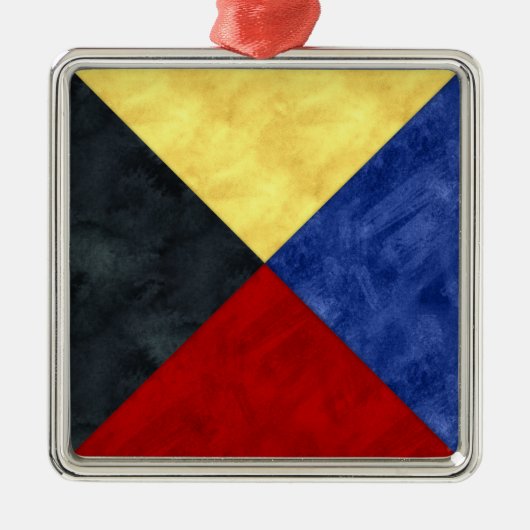 Waterverf Nautical Signal Maritime Vlag Metalen Ornament (Voorkant)