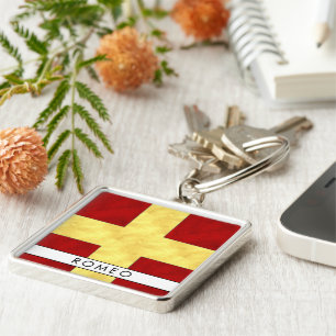 Waterverf Nautical Signal Maritime Vlag Sleutelhanger