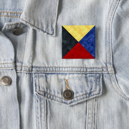 Waterverf Nautical Signal Maritime Vlag Vierkante Button 5,1 Cm (In situ)