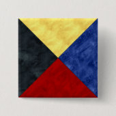 Waterverf Nautical Signal Maritime Vlag Vierkante Button 5,1 Cm (Voorkant)