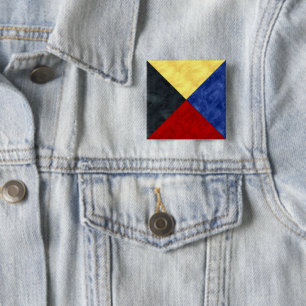 Waterverf Nautical Signal Maritime Vlag Vierkante Button 5,1 Cm