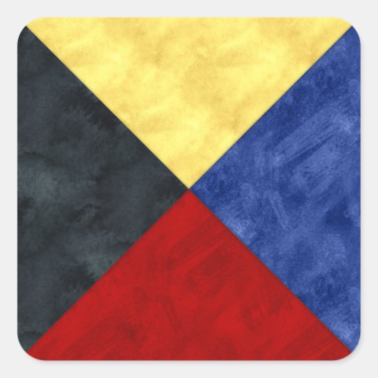 Waterverf Nautical Signal Maritime Vlag Vierkante Sticker (Voorkant)