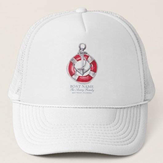 Waterverf Nautical Thema Personalized Boat Trucker Pet (Voorkant)