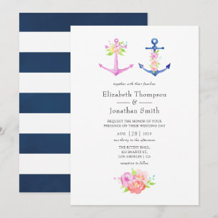 Waterverf Nautical Thormal Wedding Kaart