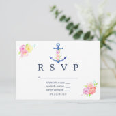 Waterverf Nautical Thormal Wedding RSVP Kaartje (Staand voorkant)