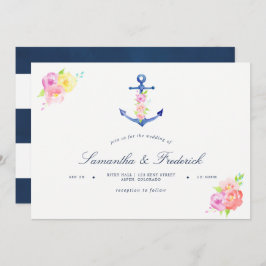 Waterverf Nautical Thormed Anchor Wedding Invite Kaart
