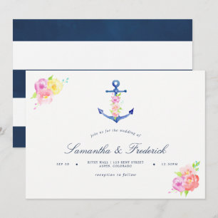 Waterverf Nautical Thormed Anchor Wedding Invite Kaart