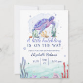 Waterverf Nautical Turtle Baby shower Kaart (Voorkant)