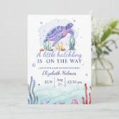 Waterverf Nautical Turtle Baby shower Kaart (Staand voorkant)