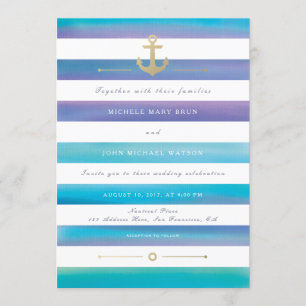 Waterverf Nautical Wedding Invite Kaart