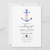Waterverf Nautical Wedding Kaart (Voorkant)