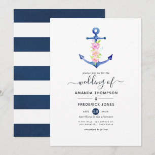 Waterverf Nautical Wedding Kaart