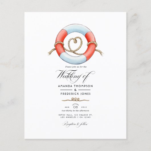 Waterverf Nautical Wedding Photo Flyer (Voorkant)