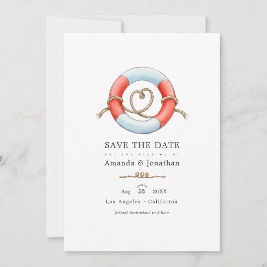 Waterverf Nautical Wedding Photo Save The Date (Voorkant)