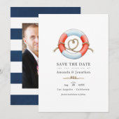 Waterverf Nautical Wedding Photo Save The Date (Voorkant / Achterkant)