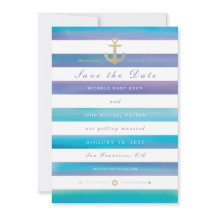 Waterverf Nautical Wedding Save the Date Kaart