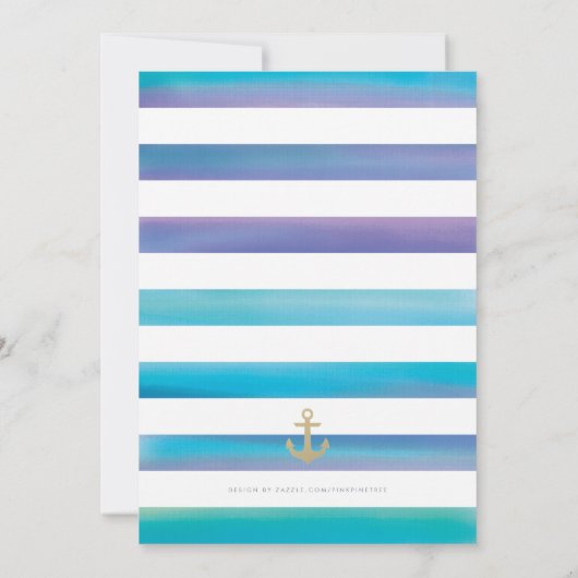 Waterverf Nautical Wedding Save the Date Kaart (Achterkant)