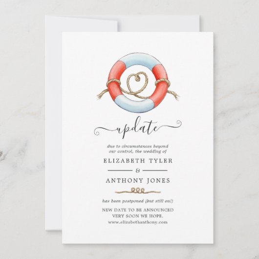 Waterverf Nautical Wedding Update Kaart (Voorkant)