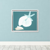 Waterverf Nautilus Starfish Seashell Canvas Afdruk (Insitu (Houten vloer))