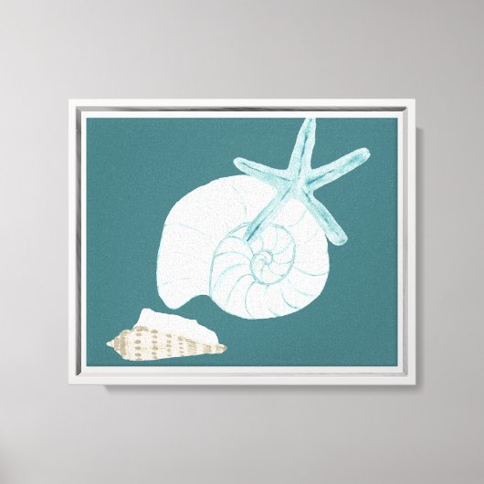 Waterverf Nautilus Starfish Seashell Canvas Afdruk (Voorkant)