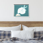 Waterverf Nautilus Starfish Seashell Canvas Afdruk (Insitu (Slaapkamer))