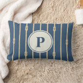 Waterverf Nautilus Touw knoop Strepen | Monogram Kussen (Deken)