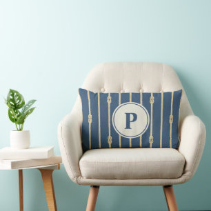 Waterverf Nautilus Touw knoop Strepen Monogram Kussen