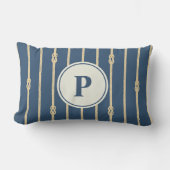 Waterverf Nautilus Touw knoop Strepen | Monogram Kussen (Voorkant)