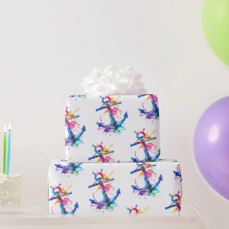 Waterverf Nautisch anker Cadeaupapier