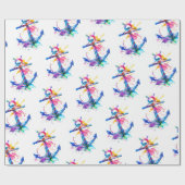 Waterverf Nautisch anker Cadeaupapier (Vlak)