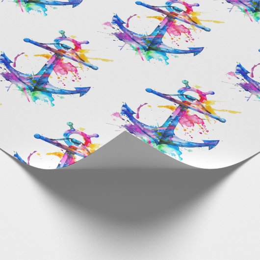 Waterverf Nautisch anker Cadeaupapier (Hoek)