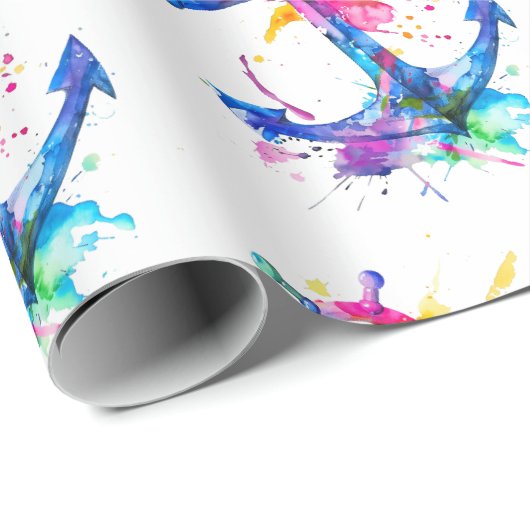 Waterverf Nautisch anker Cadeaupapier (Rol Hoek)