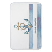 Waterverf nautisch anker lichtblauwe strepen badmat (Voorkant Verticaal)