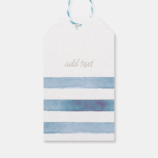 Waterverf nautisch anker lichtblauwe strepen cadeaulabel (Achterkant)