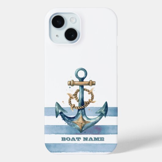Waterverf nautisch anker lichtblauwe strepen Case-Mate iPhone case (Achterkant)