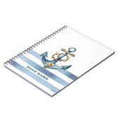 Waterverf nautisch anker lichtblauwe strepen notitieboek (Linkerzijde)