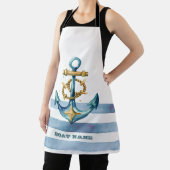 Waterverf nautisch anker lichtblauwe strepen schort (Insitu)