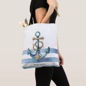 Waterverf nautisch anker lichtblauwe strepen tote bag (Dichtbij)