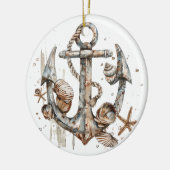 WATERVERF NAUTISCH ANKER MET SCHELPEN KERAMISCH ORNAMENT (Links)