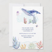 Waterverf Nautisch Avontuur Baby shower Kaart (Achterkant)