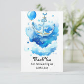 Waterverf Nautisch Baby shower Bedankkaart (Staand voorkant)