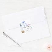Waterverf nautisch - baby shower boekenplaat vierkante sticker (Envelop)