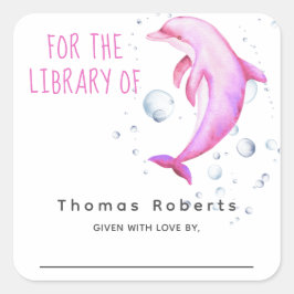 Waterverf nautisch - baby shower boekenplaat vierkante sticker