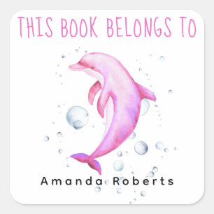 Waterverf nautisch - baby shower boekenplaat vierkante sticker