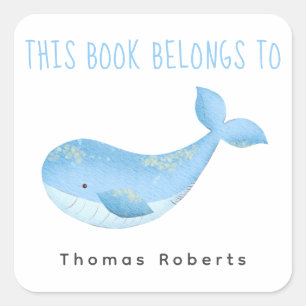 Waterverf nautisch - baby shower boekenplaat vierkante sticker