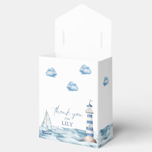 Waterverf Nautisch Baby shower Dank u Bedankdoosjes (Geopend)