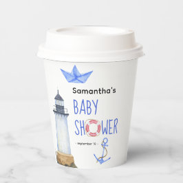 Waterverf nautisch - baby shower papieren bekers