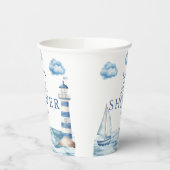 Waterverf Nautisch Baby shower Papieren Bekers (Links)